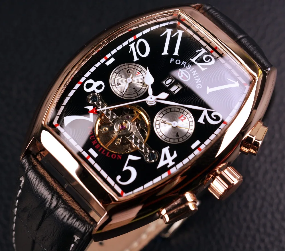 Forsining Date Month Display Rose Gold Case Mens Watches Top Brand Luxury Automatic Watch Montre Homme Clock Men Casual Watch