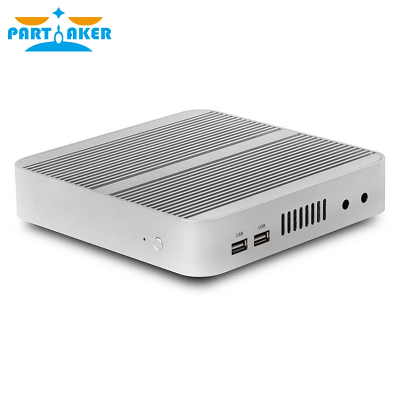 Mini PC sin ventilador con Intel I3 5005U I5 5250U 4200U I7 4500U, carcasa de aleación de aluminio, ordenador Partaker B1