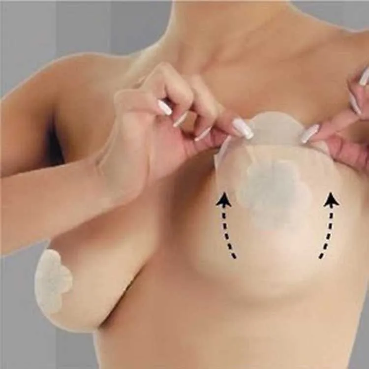 

1box 6pair Europe and raise chest sagging breast paste stickers affixed bride nipple stickers invisible bra breathable anti-bum