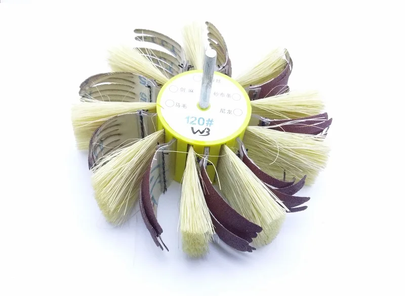New 1pcs High quality Sisal Abrasive Grinding Wheel with Sandpaper Bristle Brush for Wood Primer sanding