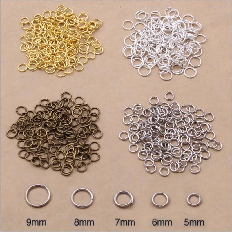 200pcs/Package 5mm/6mm/7mm/8mm/9mm Metal Jump Ring Connection Jewelry Finding  Components Parts Connectors For DIY Accessories