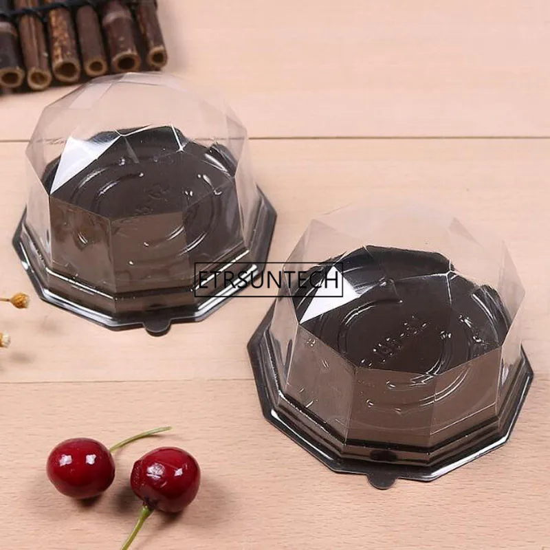 

Clear Cake Box Transparent Diamond Shape Mousse Plastic Cake Boxes With Lid Wedding Party Supplies 500pcs/lot