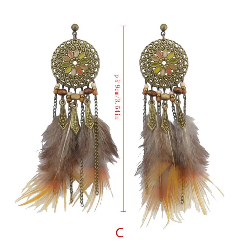 Boucles d'Oreilles Ethniques en Plumes Brunes et Noires, Bijoux Bohème, Hiphélicoptère, Festival, ix, pouvez-vous psy, Tribal, Indien, Turc, Cadeau pour Femme