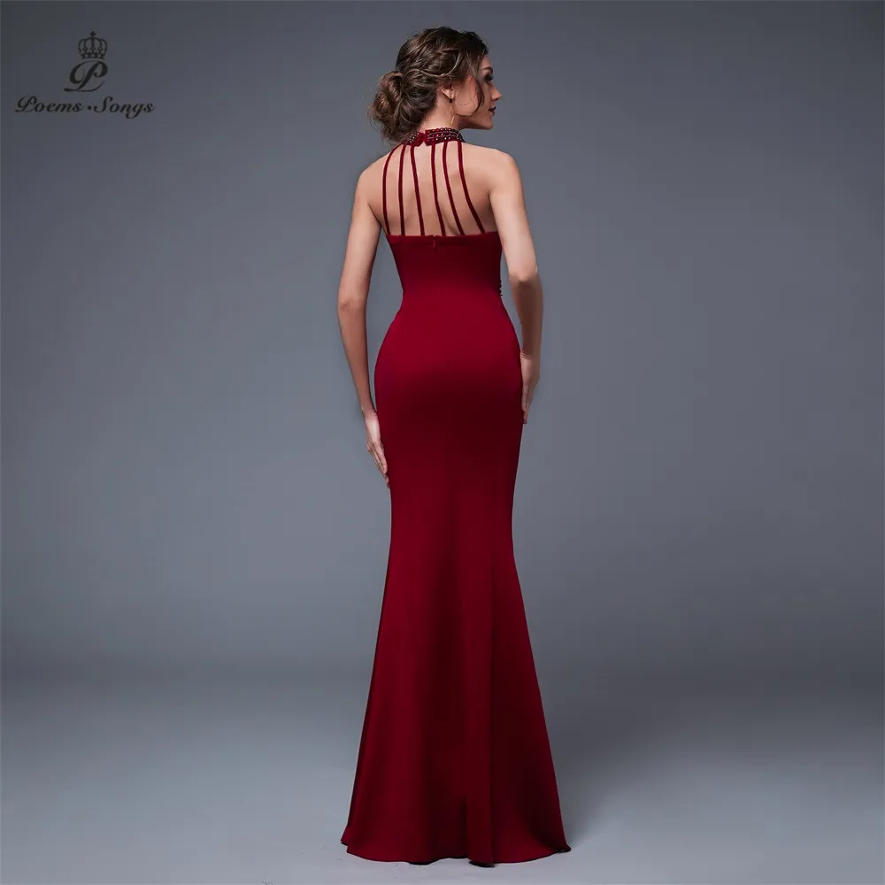 Backless Elegant Evening dress Charming Slit Side Open Prom Formal Party dress vestido de festa Elegant Vintage robe longue