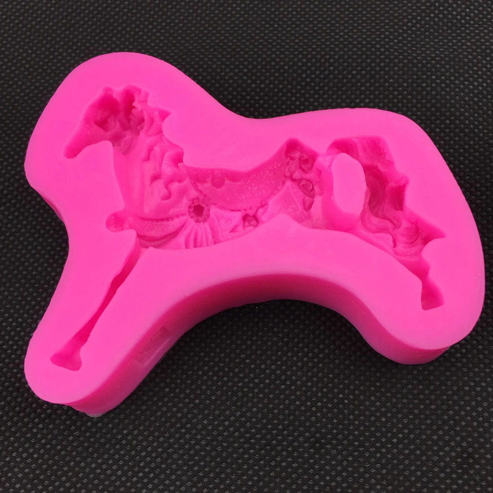 Running horse Shape 3D fondant cake silicone mold food grade mastic chocolate pastry candy Clay making soap Candle tools F0237