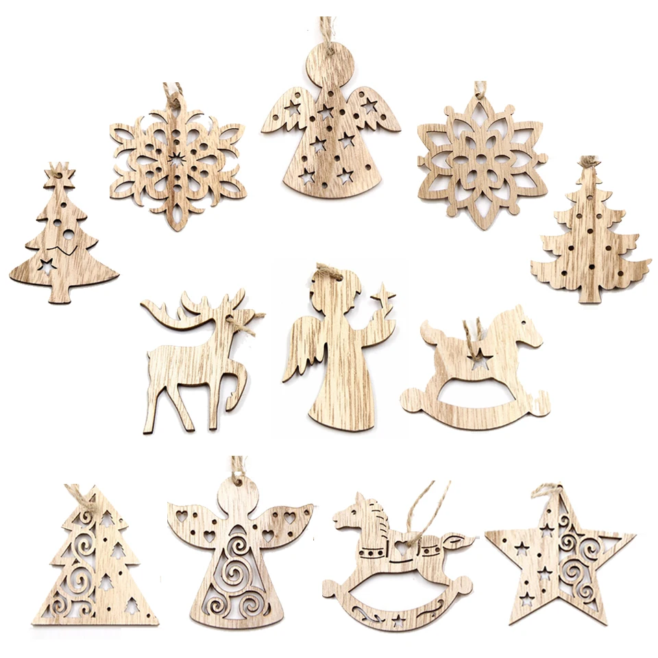 

1Set Christmas Wooden Pendant Snowflakes&Deer&Tree Ornaments Xmas Tree Ornaments Christmas/Wedding Party Decorations Kids Gifts