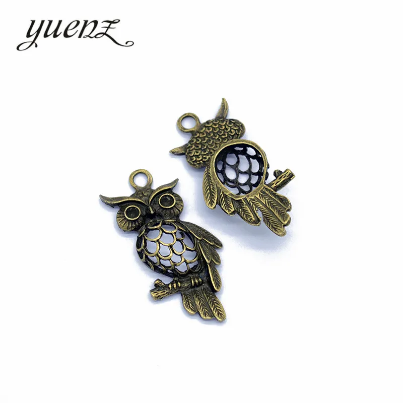 YuenZ 3pcs Antique Silver color Alloy Owl Charms Earrings Necklace Jewelry Making DIY Accessories 45*22mm D155