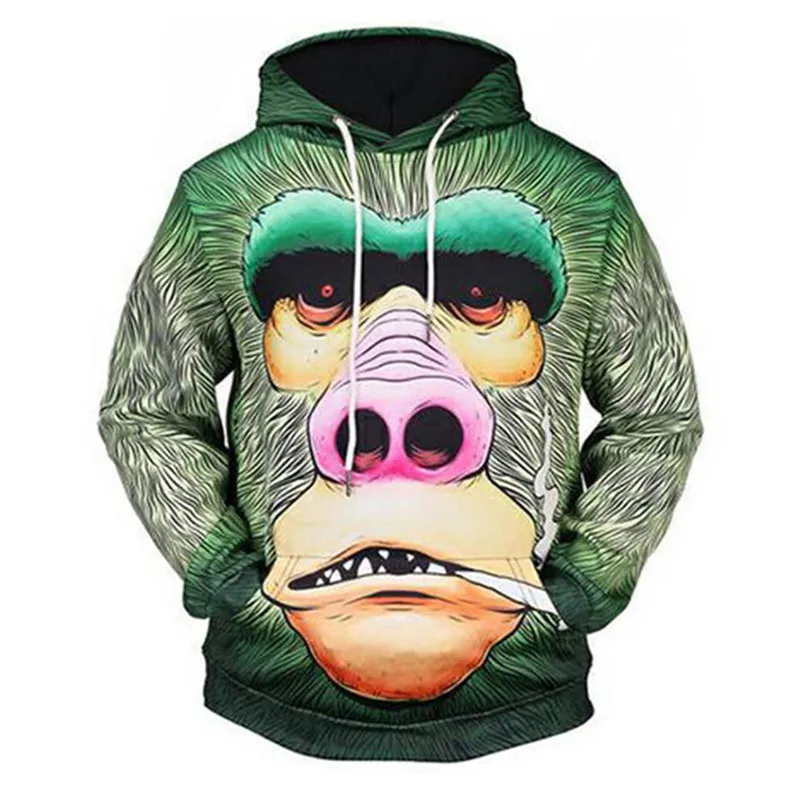 [EL BARCO]-Sudadera con capucha y estampado 3D de orangután para hombre, jerséis divertidos de Hip-Hop, Tops ajustados de primavera, abrigos informales para pareja, S-3XL