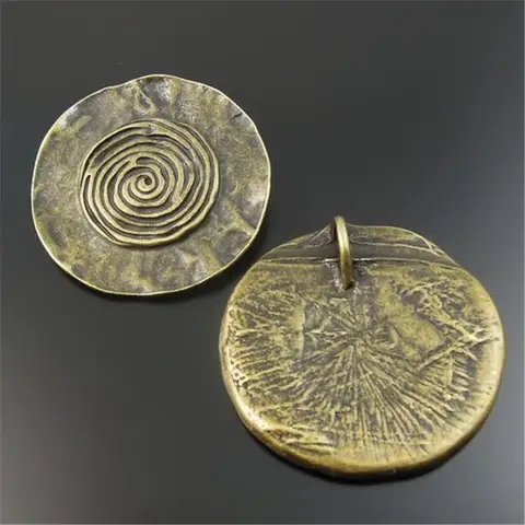 8pcs Antique Bronze Tone Round Alloy Charms For Necklace Pendants Vintage Jewelry Making Crafts Retro Necklace 35*35*4mm 32614