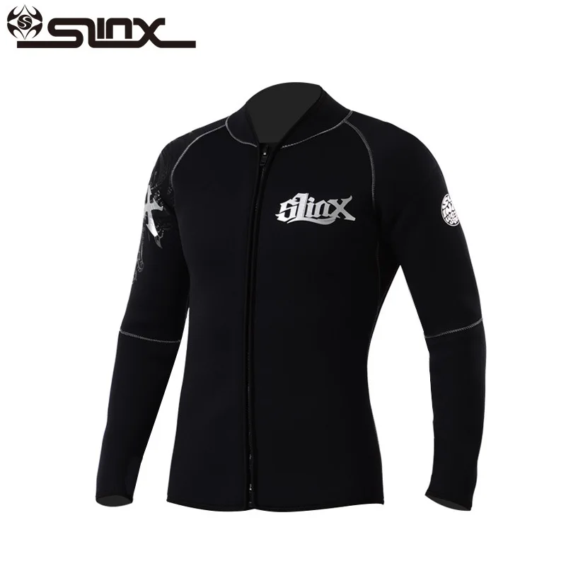 SLINX-Fato molhado de neoprene de manga comprida para homens e mulheres, traje de mergulho completo, zíper frontal, água fria, esportes aquáticos, 3mm