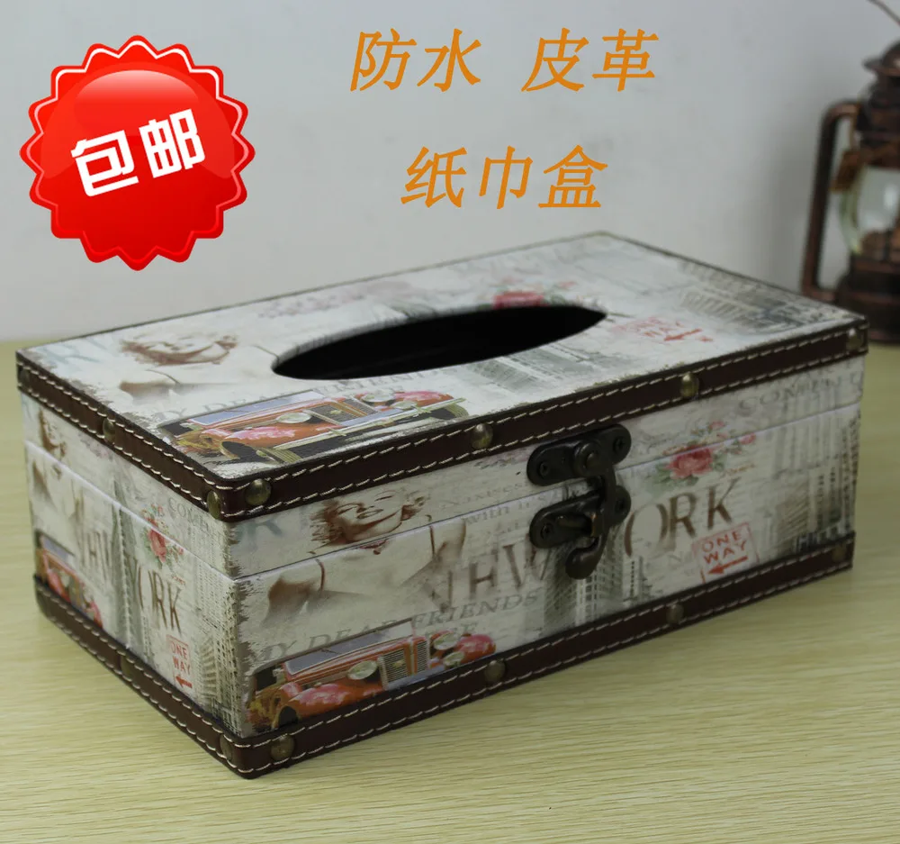 

European creative pastoral waterproof tissue box tray pumping cute wooden barrel pumping paper napkin box fashion box