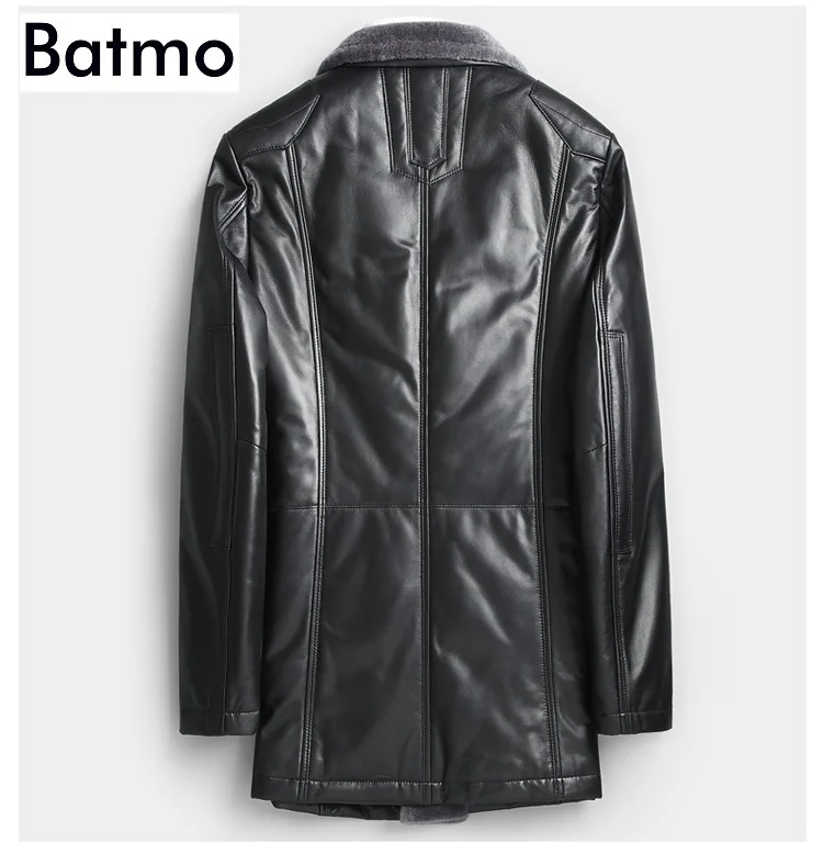 BATMO 2023 new arrival winter high quality white duck down sheepskin jackets men,men\'s warm real leather trench coat ,99016