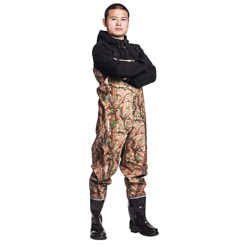 

Waterproof Fishing Waders Fishing Clothes Wear-resisting Pants Non-slip Boots Breed Farming Camouflage Hunting Trousers EU38-45