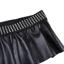 Women's Leather Mini Skirt with Side Split #6