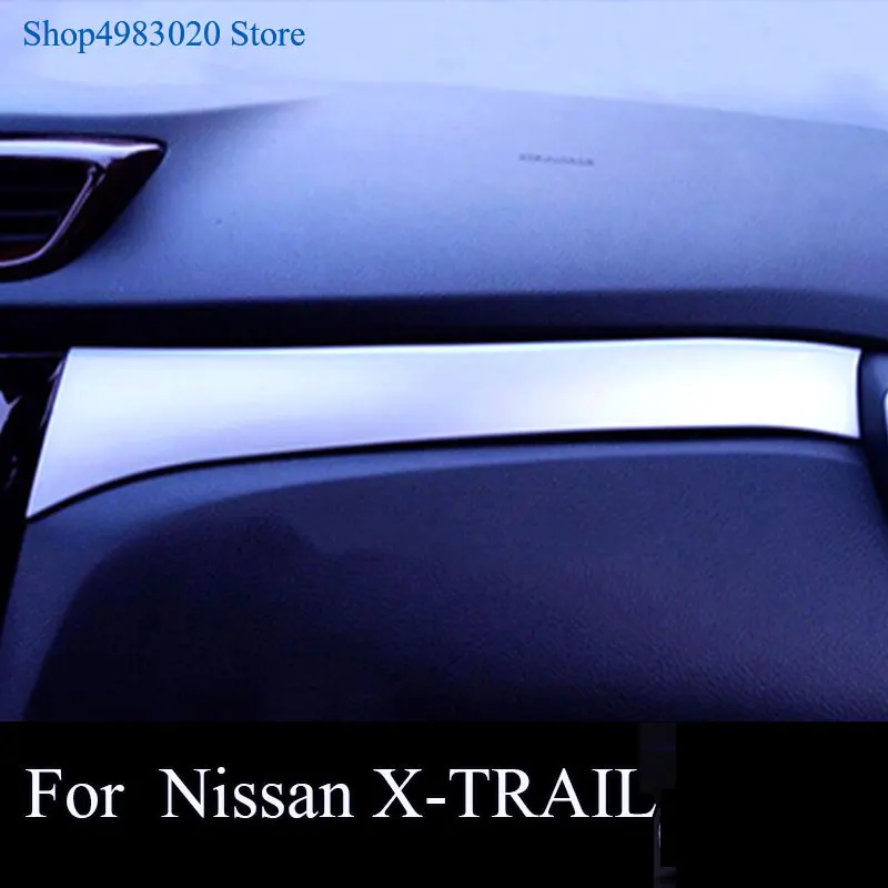 

For Nissan x-Trail t32 2014 2015 2016 Chrome Glove Box Panel Trim Center Console Dashboard Cover Strip Molding Garnish