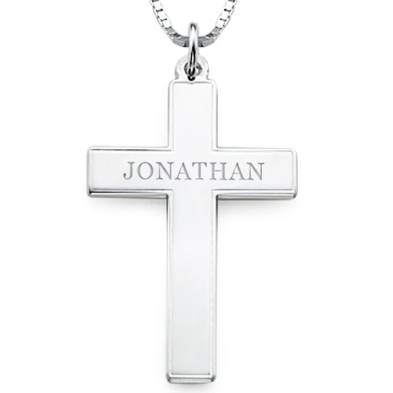 Amxiu Handmade 925 Sterling Silver Cross Choker Necklace Customize Name Necklace For Men Women Christian Jewelry Christmas Gift