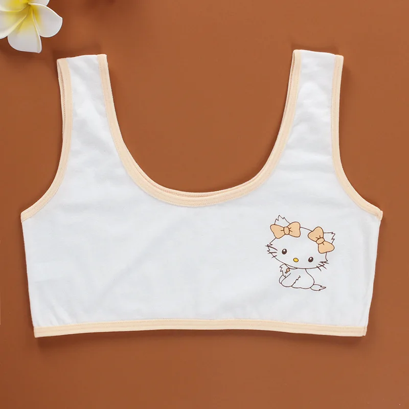 Girls Bra Underwear Lingerie Kids Teens Teenage Young Adolescente 6-12Years student Cotton Double deck Cartoon 1pieces Sport