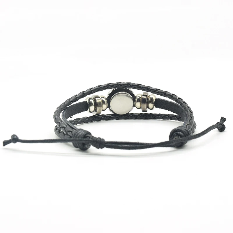 Bracciale in pelle con foto di corvo e lupo nero, bracciale multistrato nero animale a cupola in vetro, regalo per gli amici