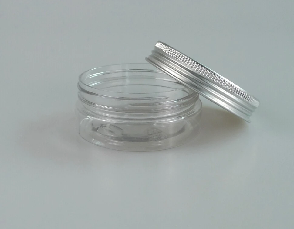 200pcs 100g Clear Cream Jar, 100cc PET Jar, Cream Bottle with aluminum lids, different size with the previous jar