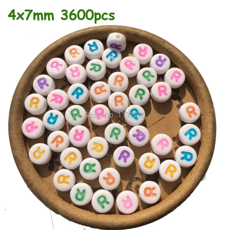 Acrylic Flat Alphabet Letter Round Beads Jewelry Making DIY Name Bracelet Necklace A B C D E F G H I J KTO Z  4*7MM 3600pcs