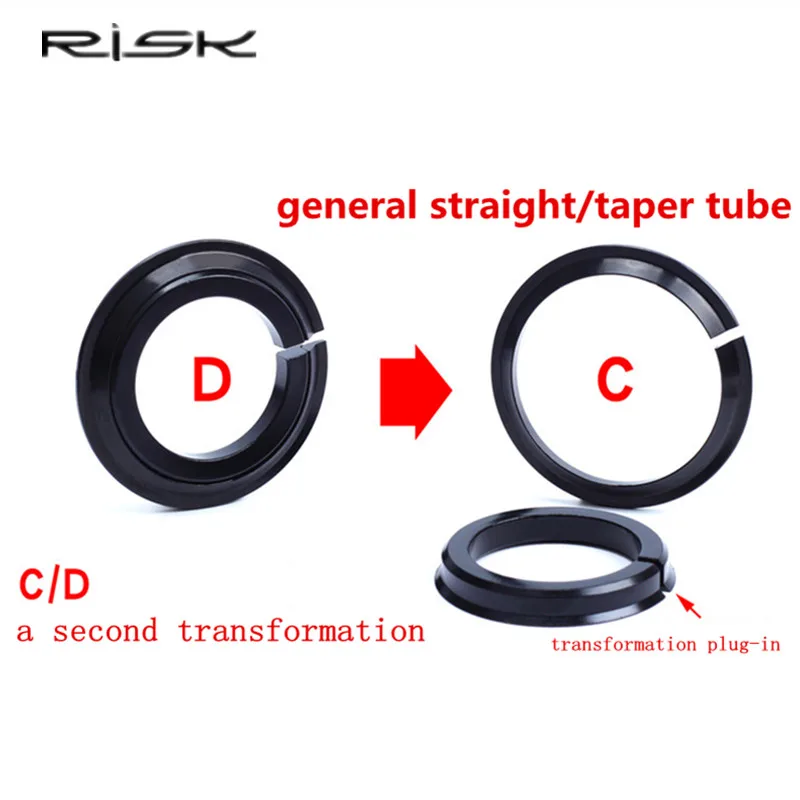 RISK 44-55/56mm Aluminum Alloy Bicycle Bearing Headset MTB Mountain Bike Wrist Tapered Bowl Group Cycling Straight Tube Headset image 5