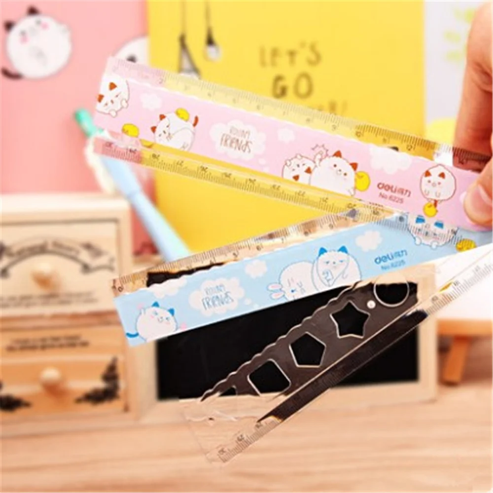 4pcs/lot 30cm Kawaii Candy Color Multifunction Folding Plastic Straight Ruler For Kids Creative Student Gift Office Stationery