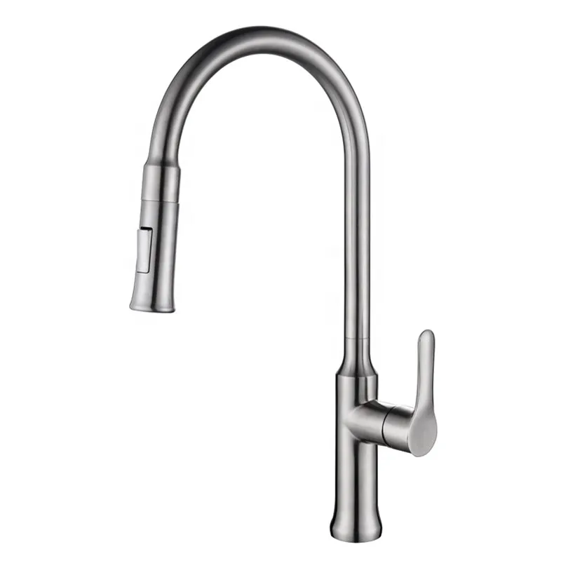 Unleaded Pull down All stainless steel kitchen faucet high quality cold and hot water faucet,Brushed Nickle 360 degree rotation