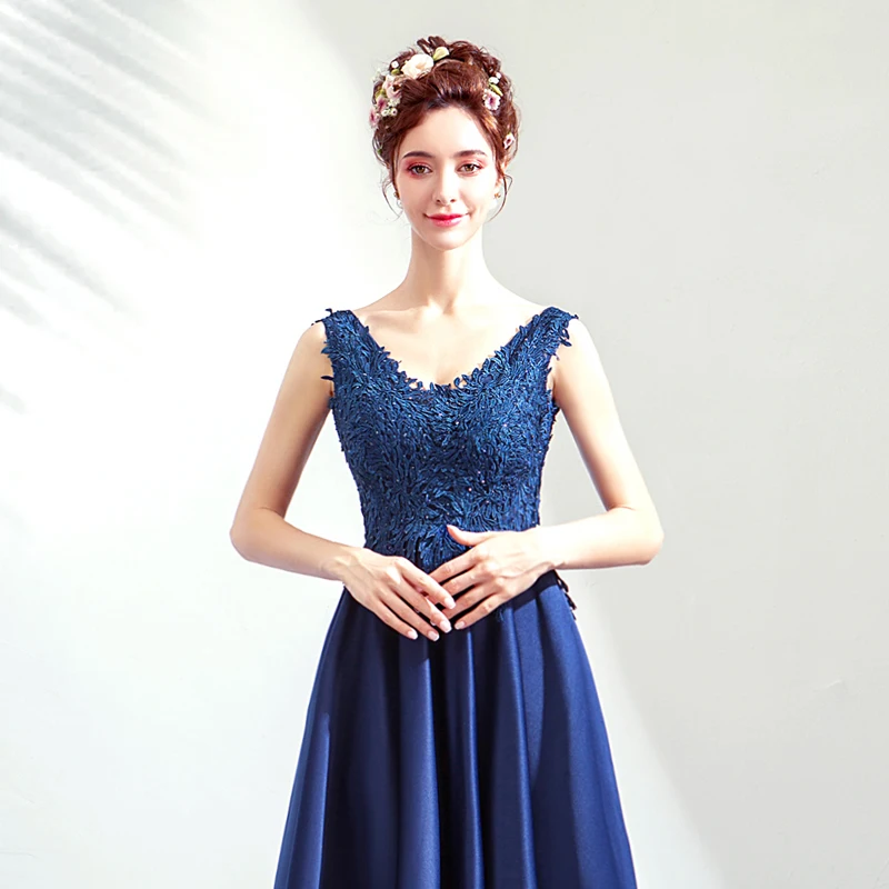 Splendid Royal Blau Prom Kleider V-ausschnitt Venedig Spitze Appliques Perlen 2019 Neue Formale Party Kleid Lange Prom Kleider Für Frauen