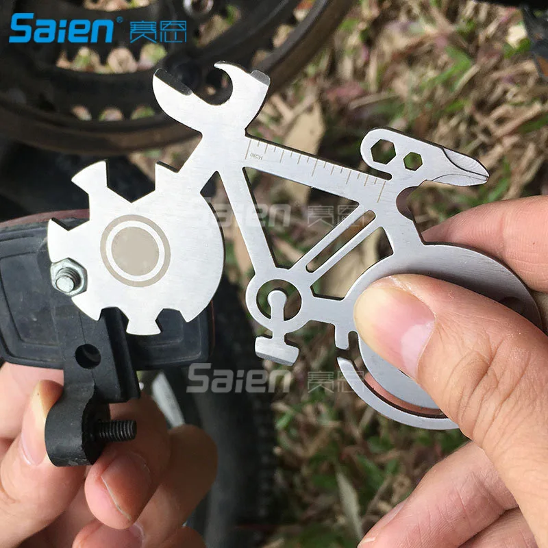 10 in 1 Multi EDC Tool Outdoor Mountain Bike Survival Card Wrench, Scale, Can Opener, Bottle Opener, Twine Knife, Screwdriver, M