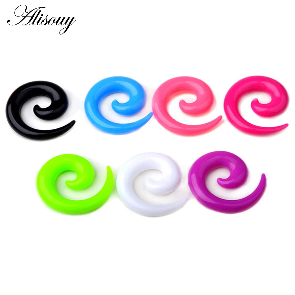 Alisouy 2 szt. Zielone akrylowe spiralne wskaźniki uszu stożki do uszu rozciąganie zatyczek i ekspandery tunelowe piercing biżuteria (1.6-10mm)