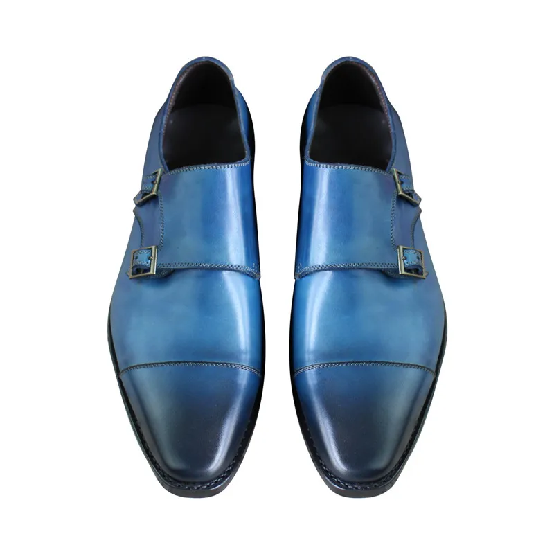 MALONEDA Bespoke Handmade Double Monk Straps Formal Dress Shoes With Goodyear Welted  Made of Full Genuine Leather