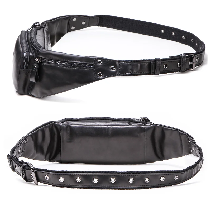 CONTACT\'S Genuine Leather Men Waist Bag Belt Fanny Pack Casual Cell Phone Bag For Men Travel Crossbody Bags Male Fanny Bags