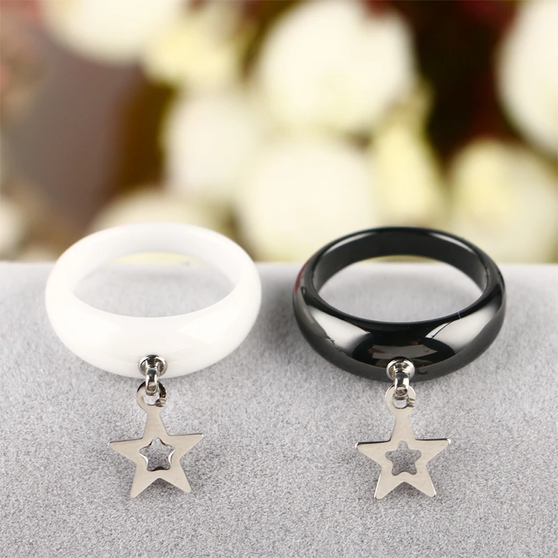 316 Stainless Steel Star Rings for Women Vintage Wedding Ceramic Ring  Midi Finger Anillos Mujer Irregular Personality Jewelry