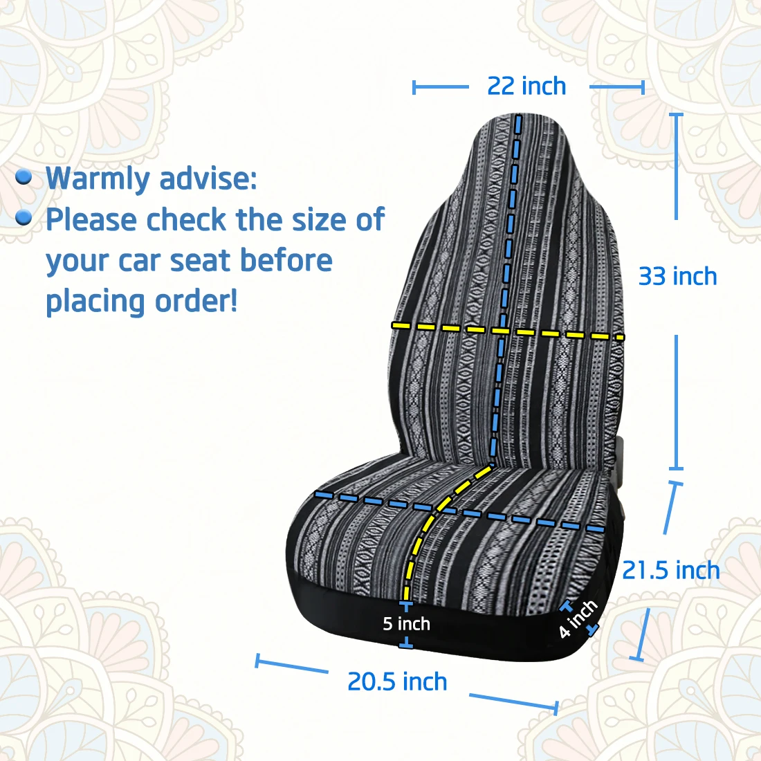 Uxcell 13color Baja Bucket Front Seat Cover Universal Stripe Colorful Saddle Blanket Seat Covers Protectors for Car Truck & SUV