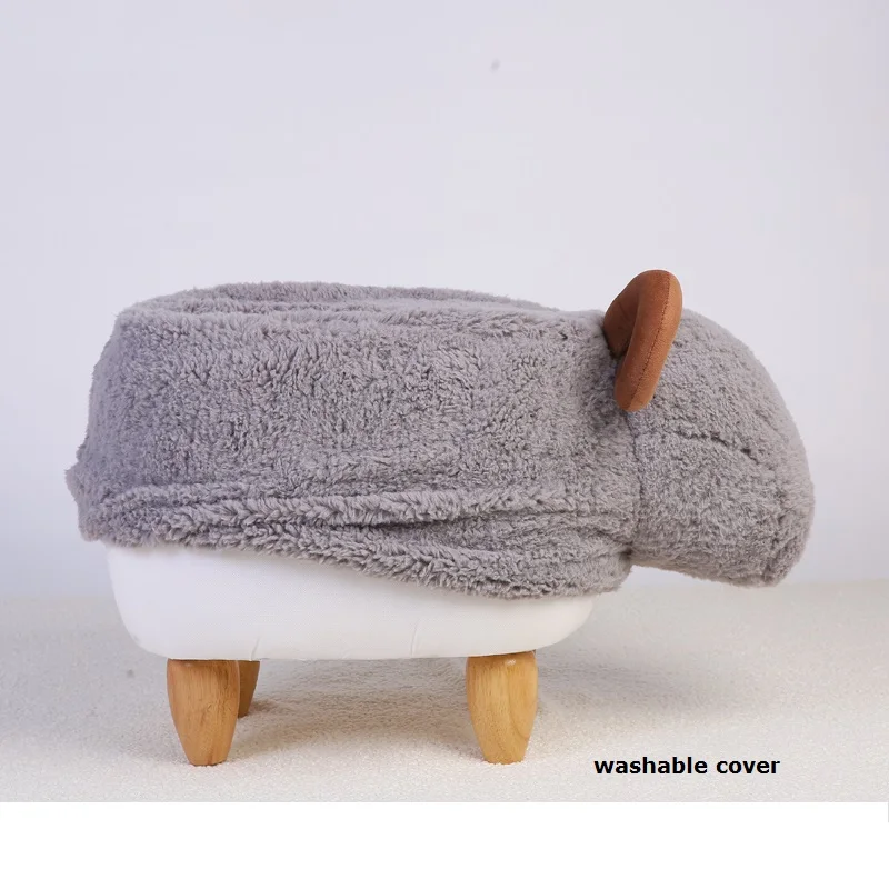 Nordic Shoes Bench Creative Furniture Door Shoes Low Stools Solid Wood Storage Lamb Animal Children's Room Sofa Stool