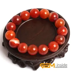 4mm To 14mm Natural Red Carnelian Stone Energy Bracelets For Jewelry Making Women Gift Loose DIY