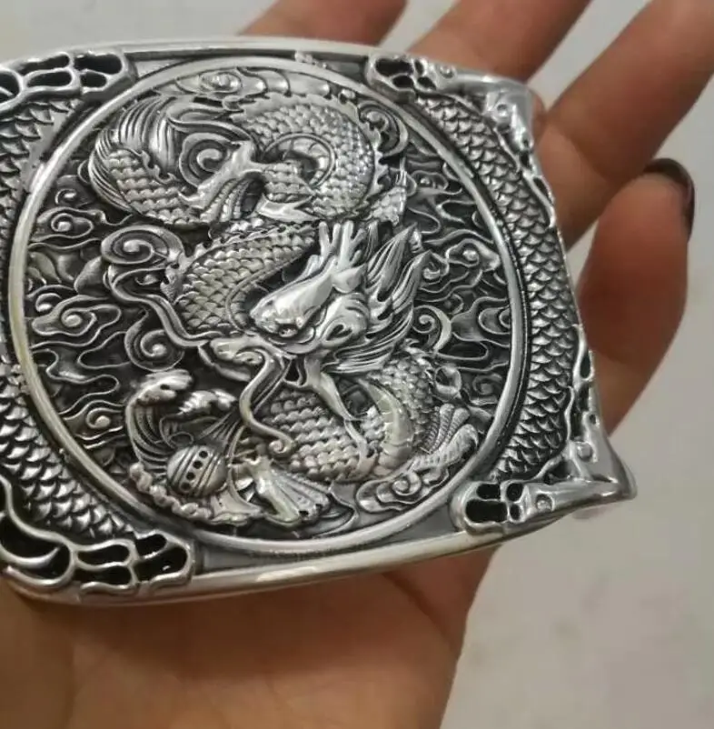 Unibabe 999 Silver Belt Buckle Dragon Jewrlry