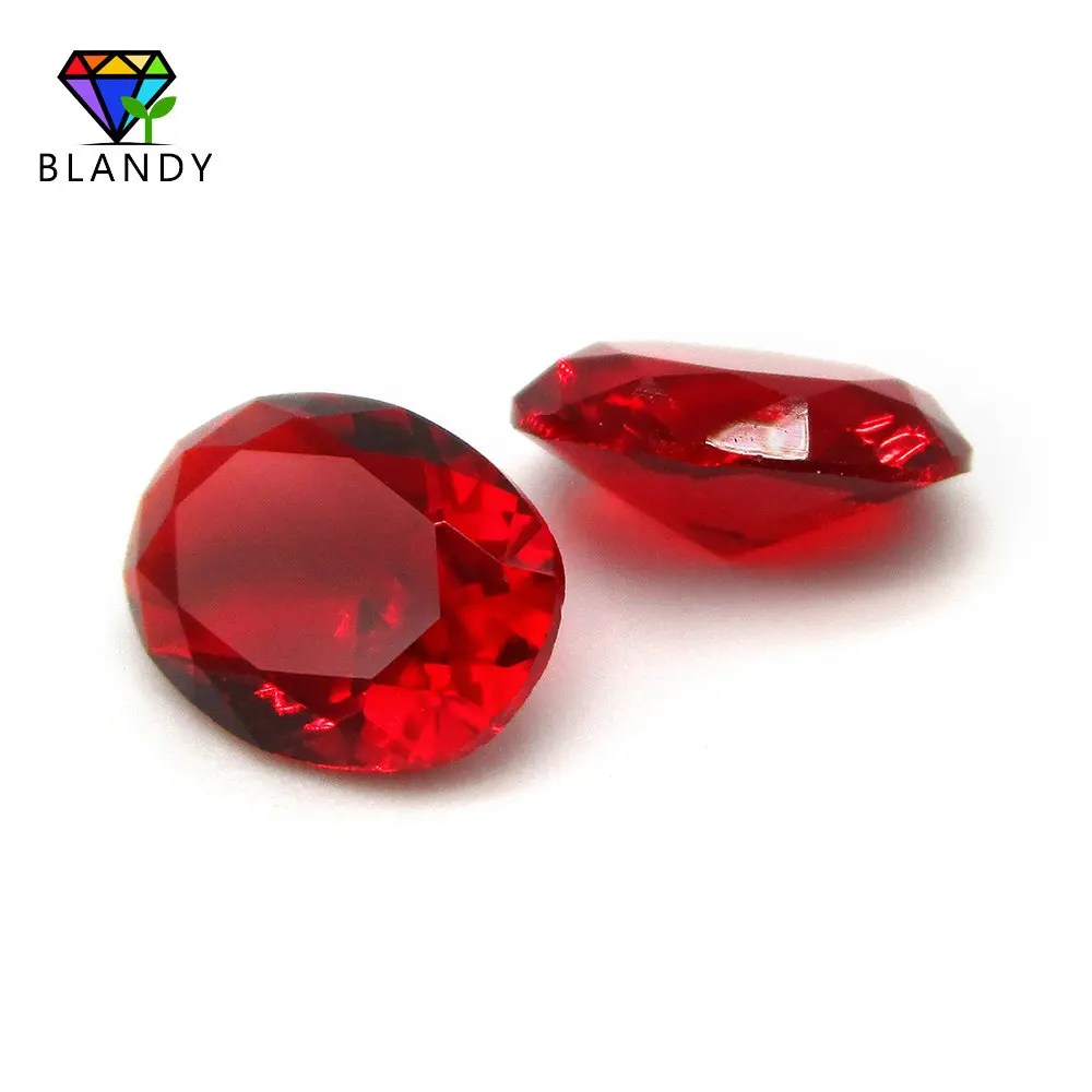 Wholesale Price 2x3~13x18mm Red Color Oval Shape Loose Glass Gems Stone Synthetic Glass Beads For Jewelry