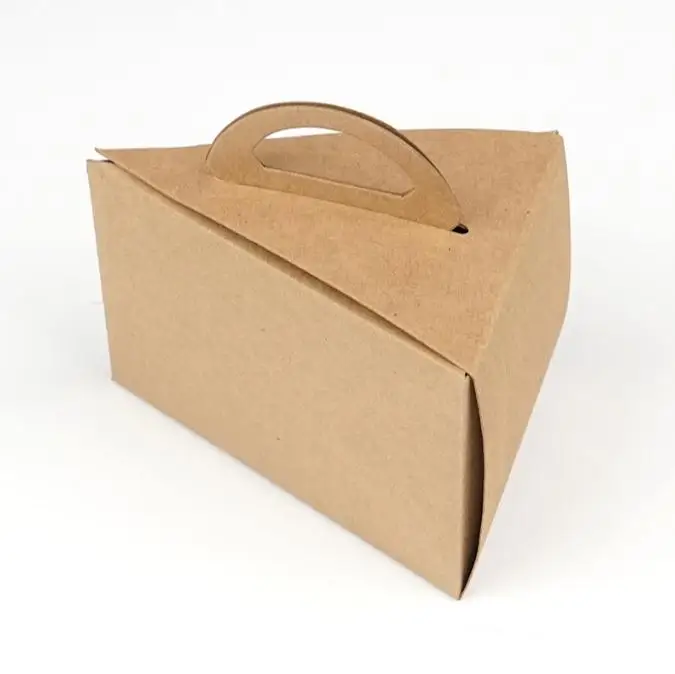 13*9.5*9cm Kraft paper Cake Box With Handle Brown Cake Box Food Packaging SN1528