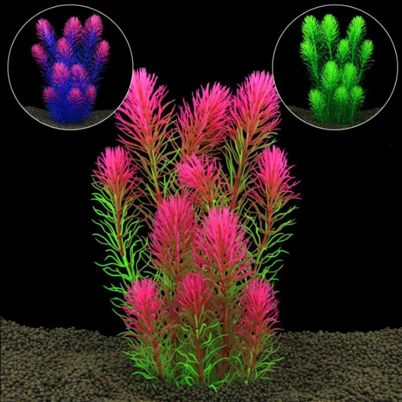 Plastic Artificial Aquarium Decoration Plant Fish Tank Water Plant Grass Ornament Decor Background 10cm-27cm 15 Styles Optional