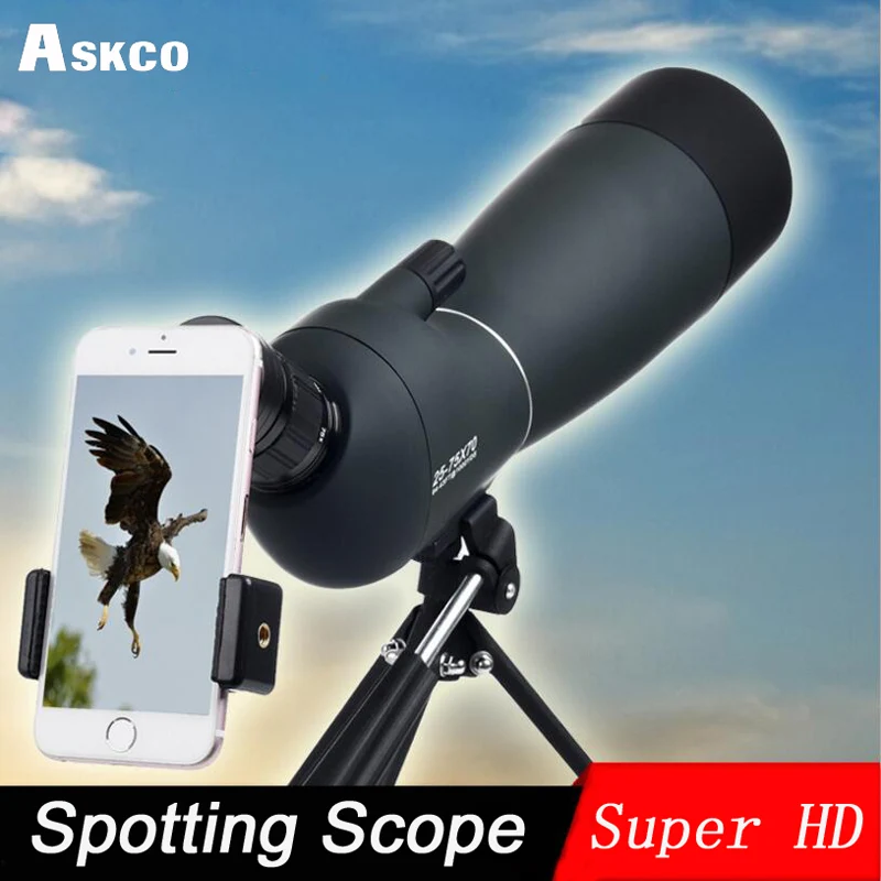 

25-75X70 Zoom Spotting Scope With Tripod Long Range Target Shooting Bird Watching Monocular Telescope HD Optical Glass FMC Lens