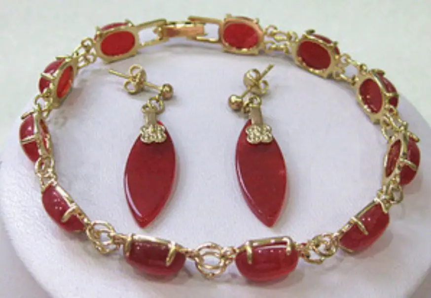 

hot sell new - Red Link Jewelry bracelet earrings set watch wholesale Quartz stone CZ crystal