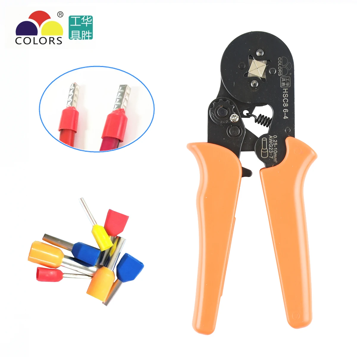 

Crimper Plier HSC8 6-4 Self-Adjusting Crimping Tools Used for 23-10 AWG (Similar to 0.25-6 mm2) Cable End-Sleeves Ferrules