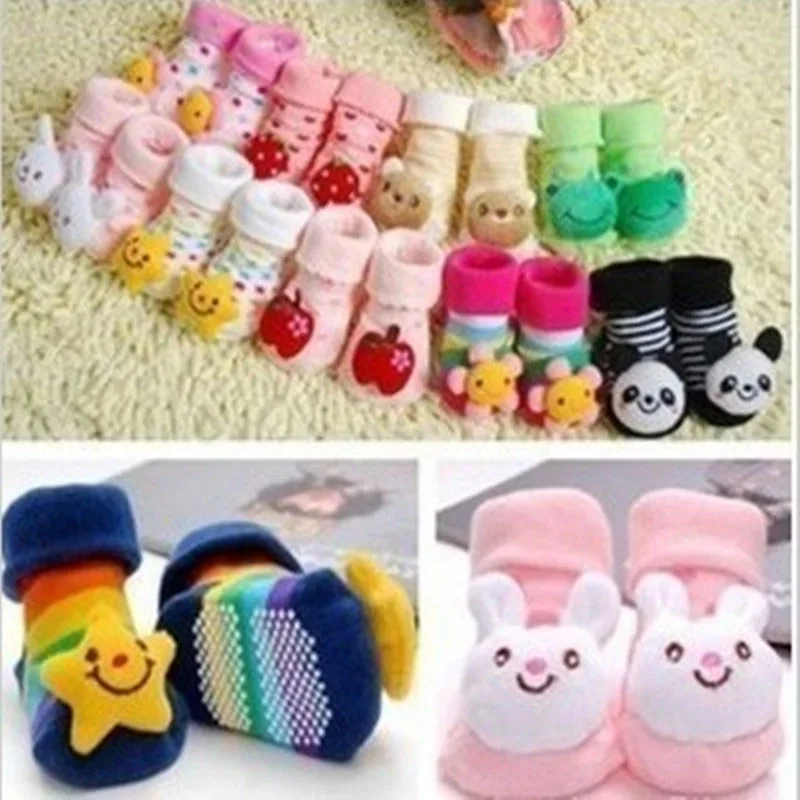 Baby Fashion Cotton Socks Infants Cute Keep Warm Cartoon Stereo Socks Children Learning To Walk Anti-Skid Kids Sock