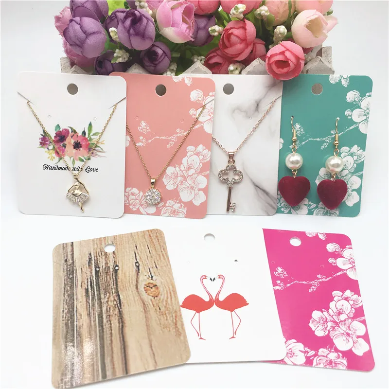 

50Pcs 8x6cm Paper Pendant/Necklace Cards Jewelry Displays Card Earring And Necklace Set Packing Cards