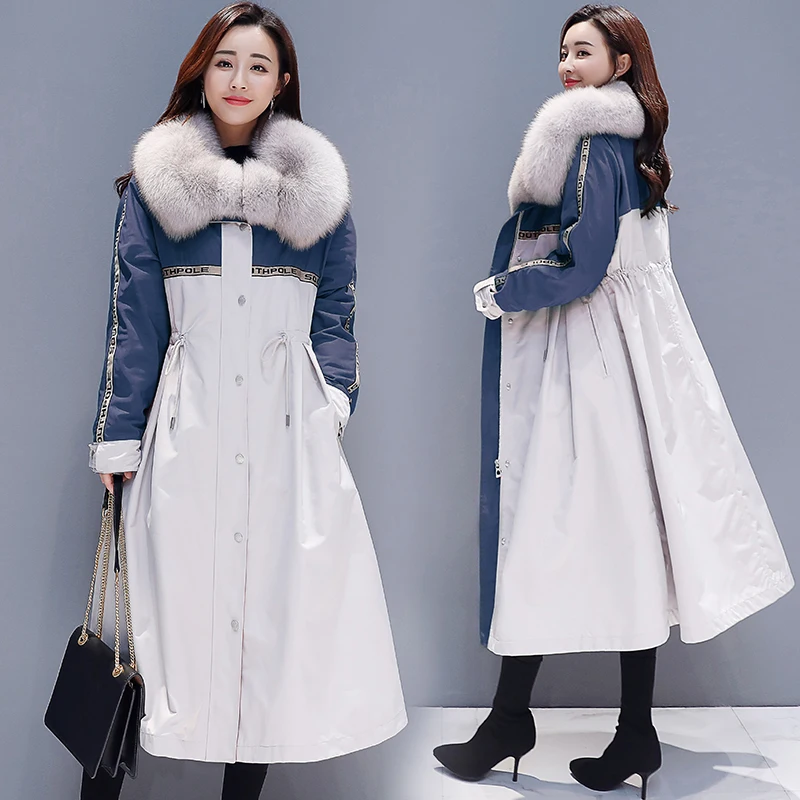 

Plus Size 3XL Winter Long Faux Fur Parkas Coat Women Cotton-Padded Plus Velvet Warm Jacket Coats Womens Thicken Faux Fur Jackets