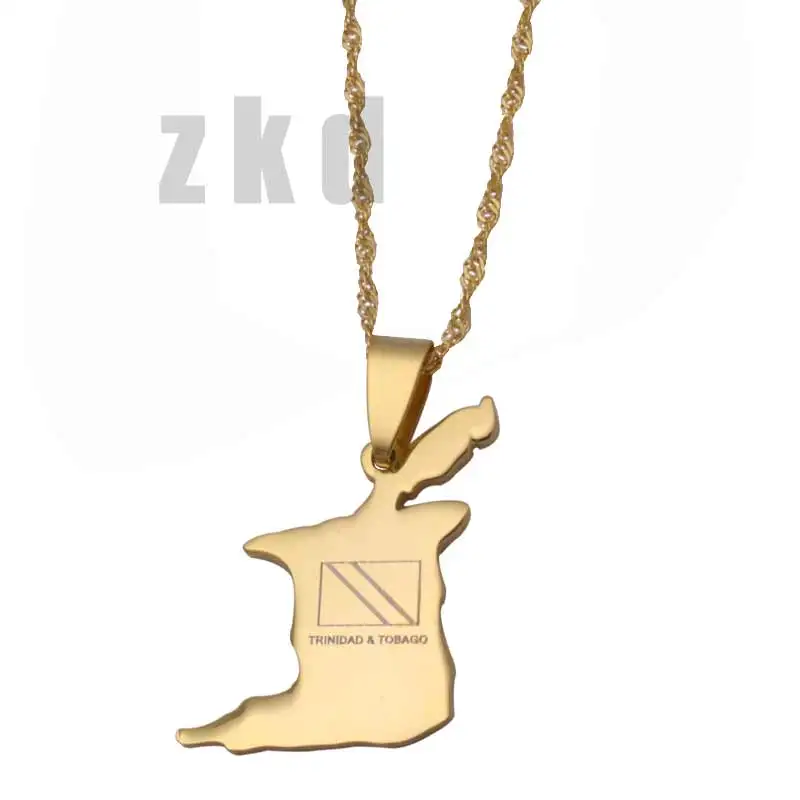 zkd   Trinidad and Tobago map Trinidad & Tobago national flag pendant & necklace