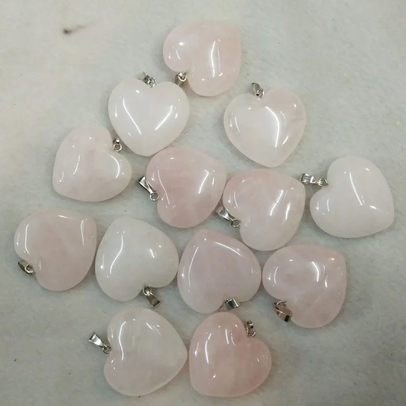 Fashion high quality natural stone mixed charms 25mm heart pendants for diy jewelry making 12pcs/lot wholesale free shipping