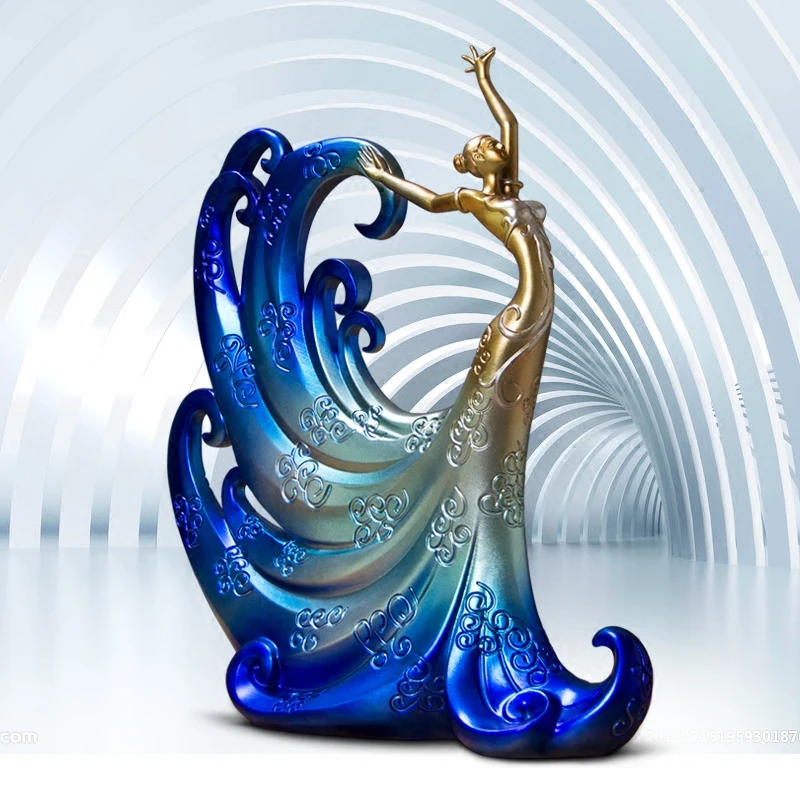 

Crafts European Living Room Decoration Business Gift Office Decorative Sculpture Resin Creative Peacock Image Dancer Home Decor