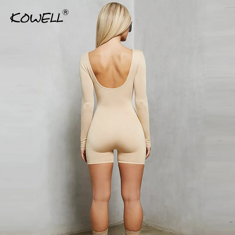 Long Sleeve Bodycon Rompres Womens Jumpsuit Sexy Backless Skinny Short Playsuit Autumn Winter Casual Body Women Overalls